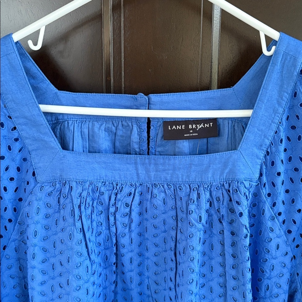 NWT Lane Bryant Square Neck Eyelet Dress Blue Size 18 Retail $110.00 - Picture 12 of 15